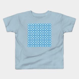 Ethnic Pattern Blue and White Medieval Irish Celtic Tiles Kids T-Shirt